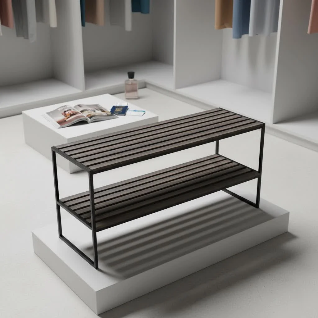 Various types of boot shoe racks in different materials